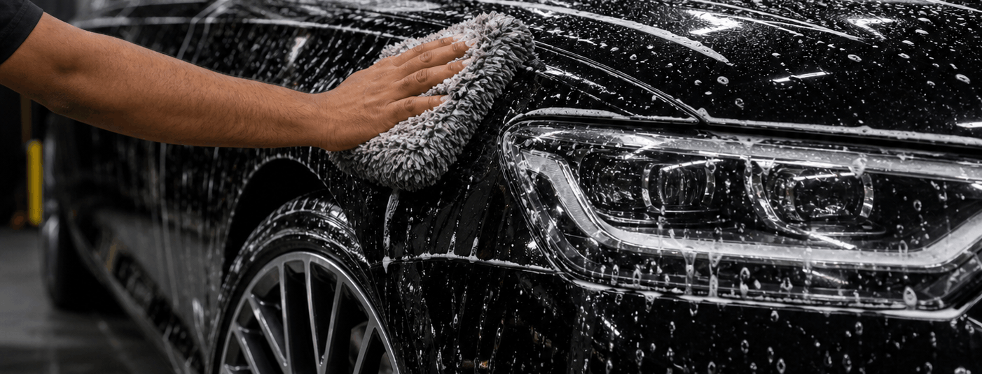 Exterior detailing being performed at Top Secret Detailing Studio Bangalore
